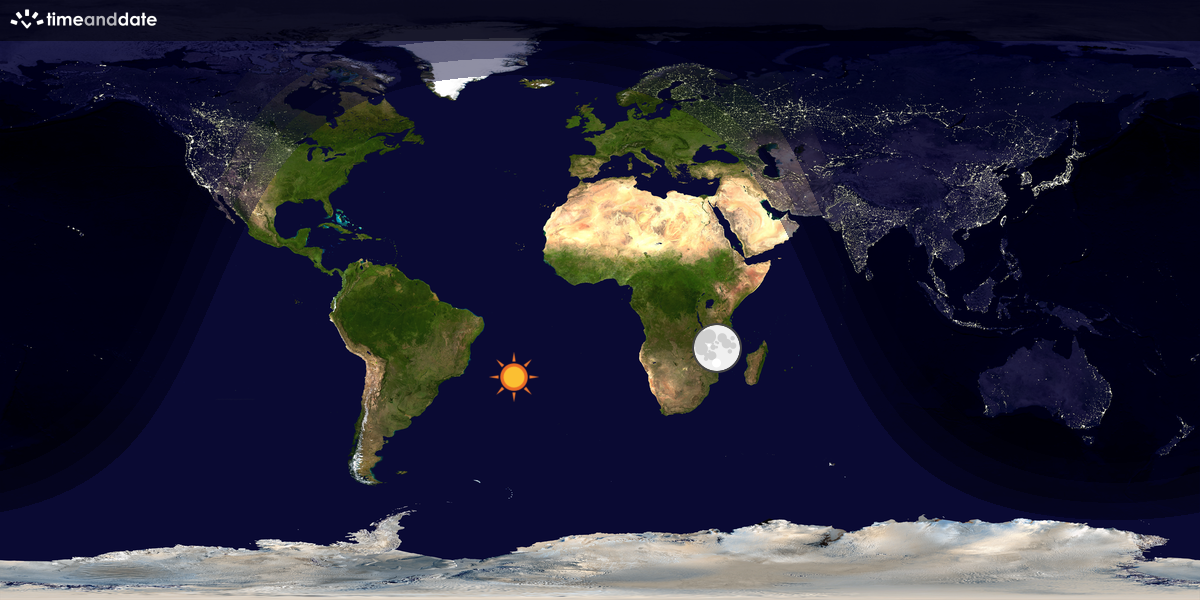 Verdenskart som viser dag og natt 