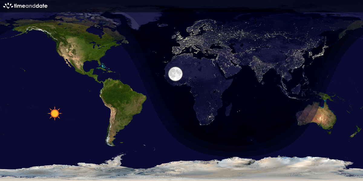 Verdenskart som viser dag og natt 