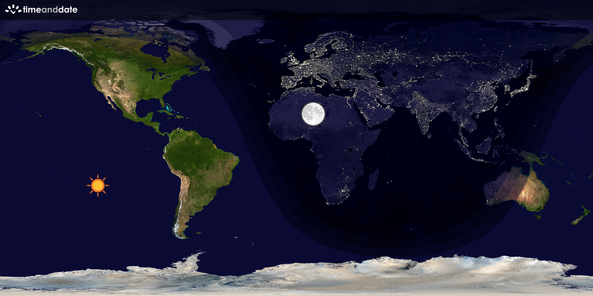 Verdenskart som viser dag og natt 