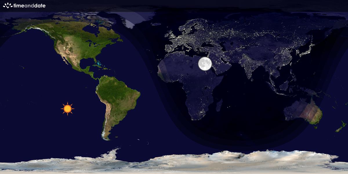 Verdenskart som viser dag og natt 