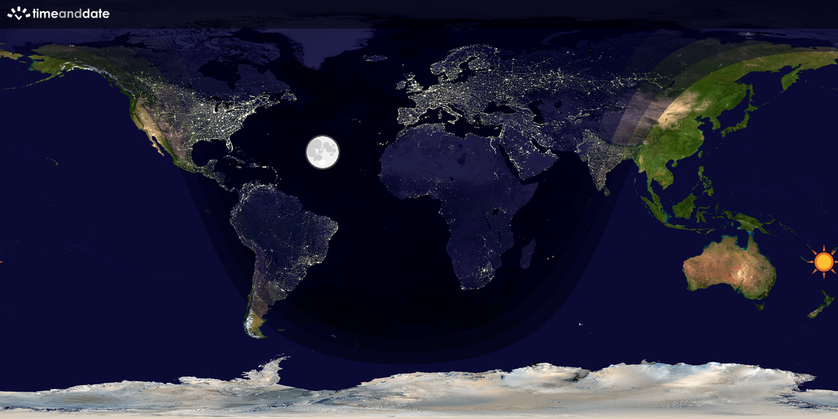 Verdenskart som viser dag og natt 