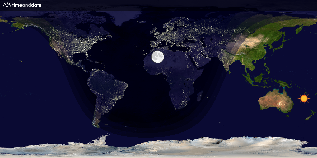 Verdenskart som viser dag og natt 