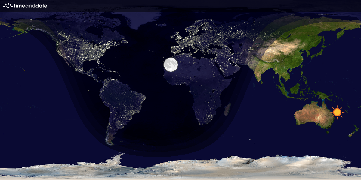 Verdenskart som viser dag og natt 