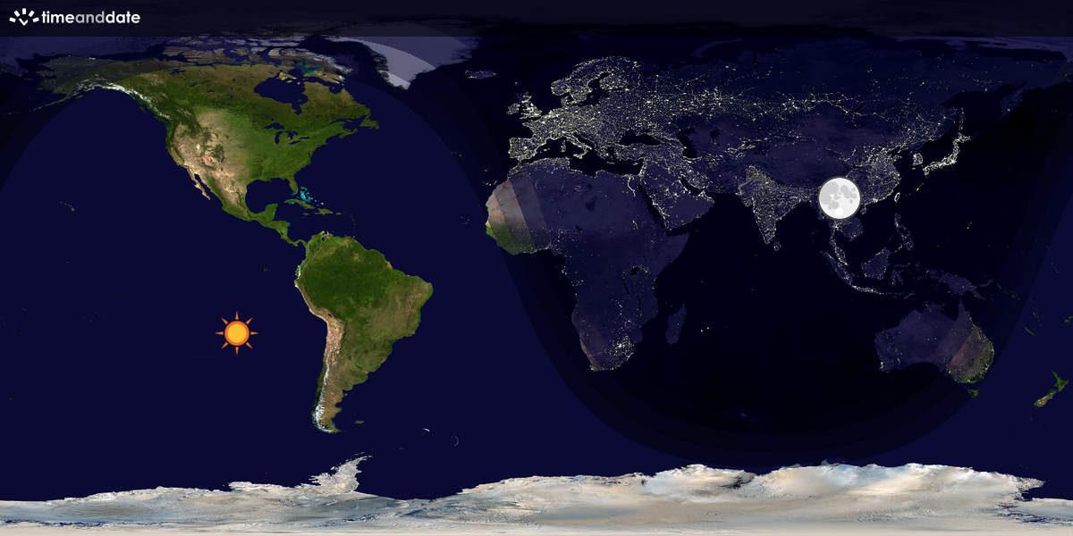 Verdenskart som viser dag og natt 