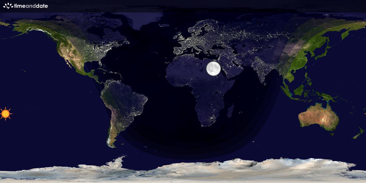 Verdenskart som viser dag og natt 