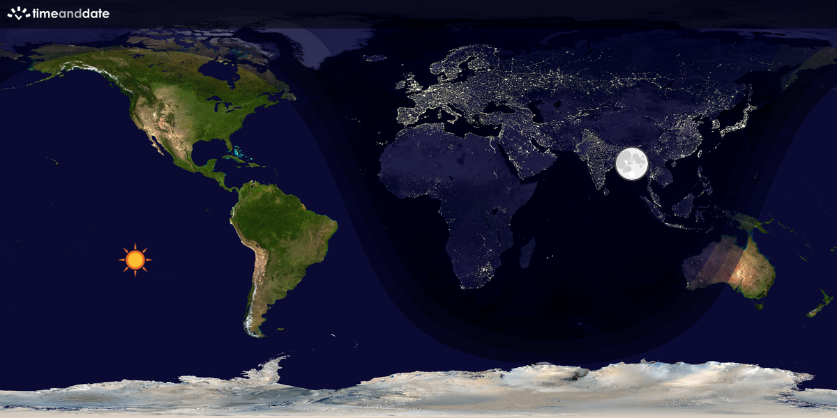 Verdenskart som viser dag og natt 