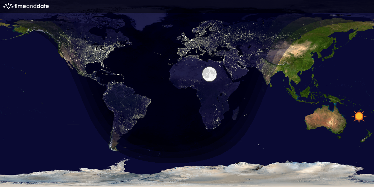 Verdenskart som viser dag og natt 