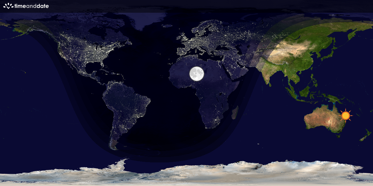 Verdenskart som viser dag og natt 