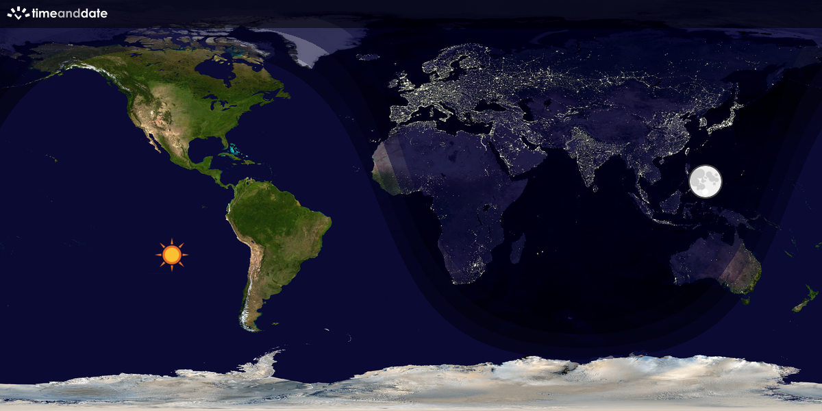 Verdenskart som viser dag og natt 
