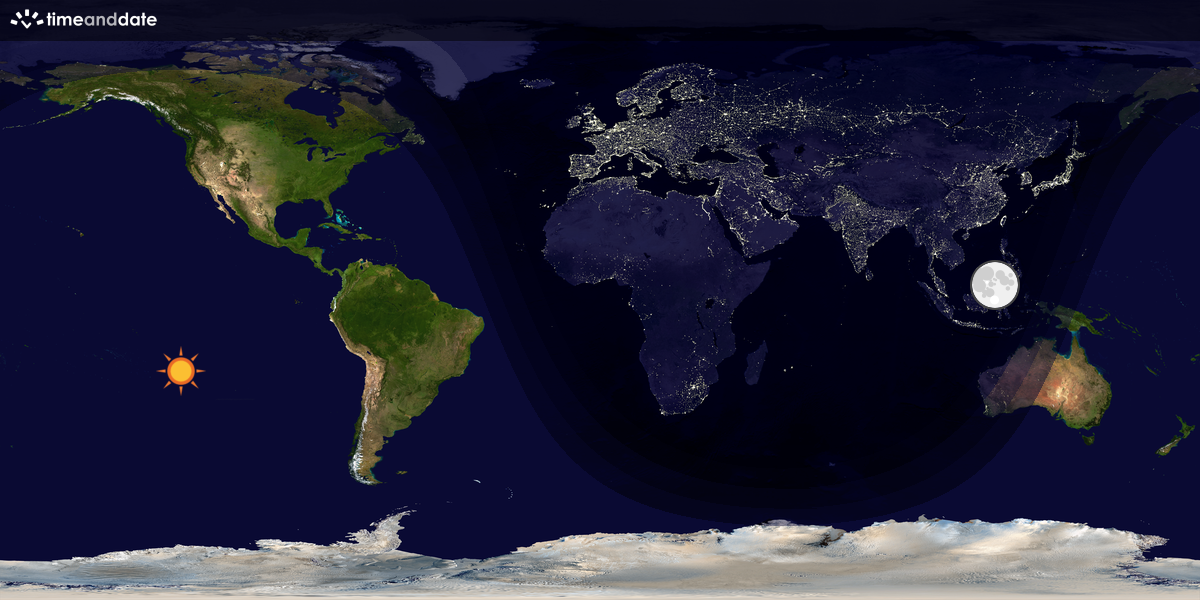 Verdenskart som viser dag og natt 