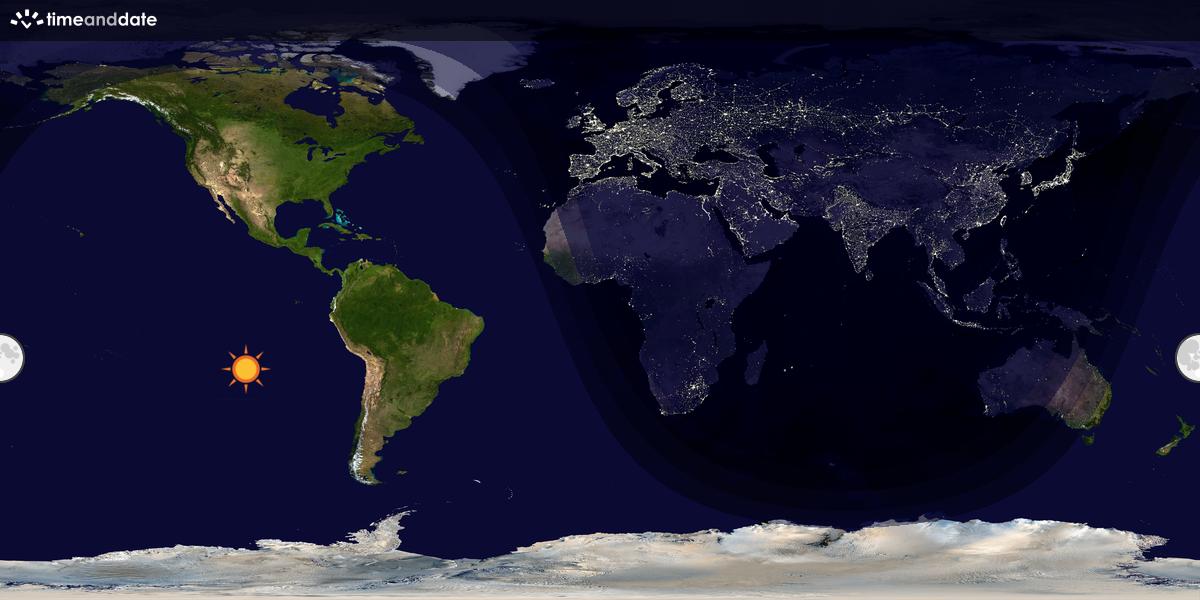 Verdenskart som viser dag og natt 