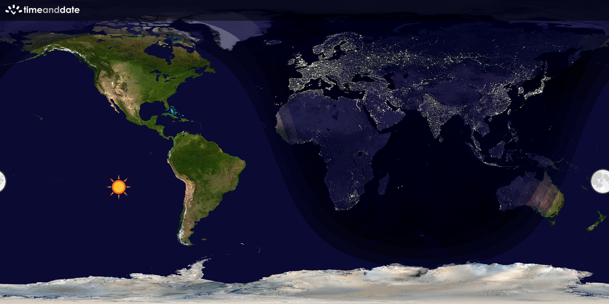 Verdenskart som viser dag og natt 