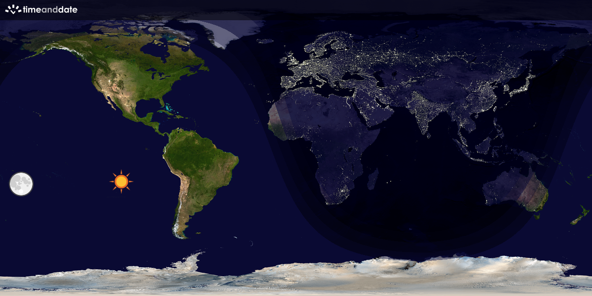 Verdenskart som viser dag og natt 