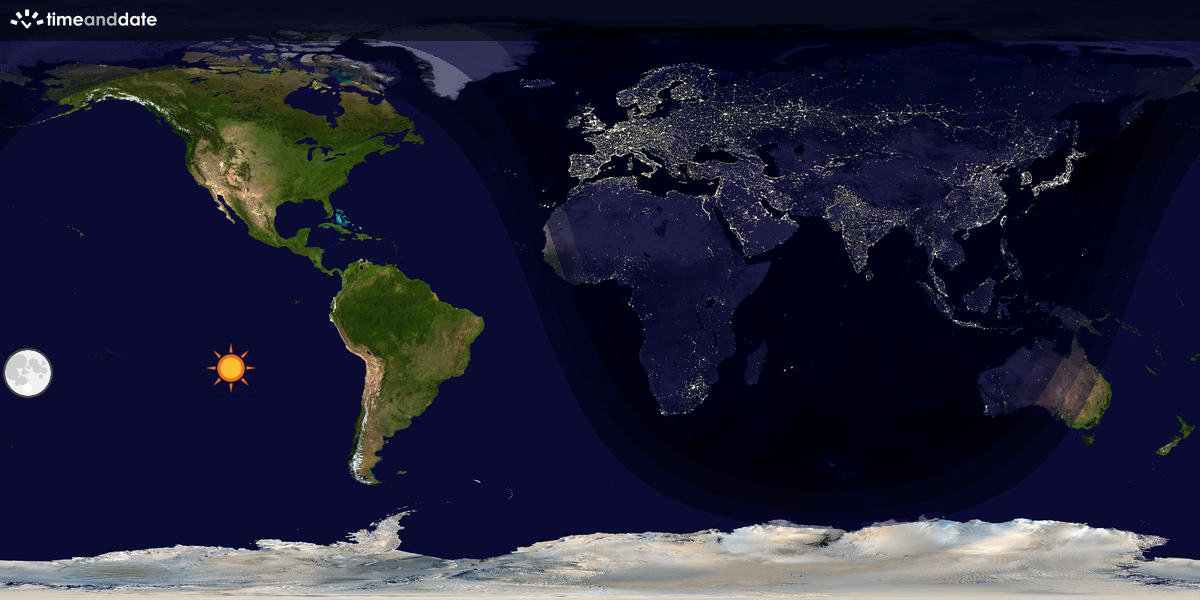 Verdenskart som viser dag og natt 