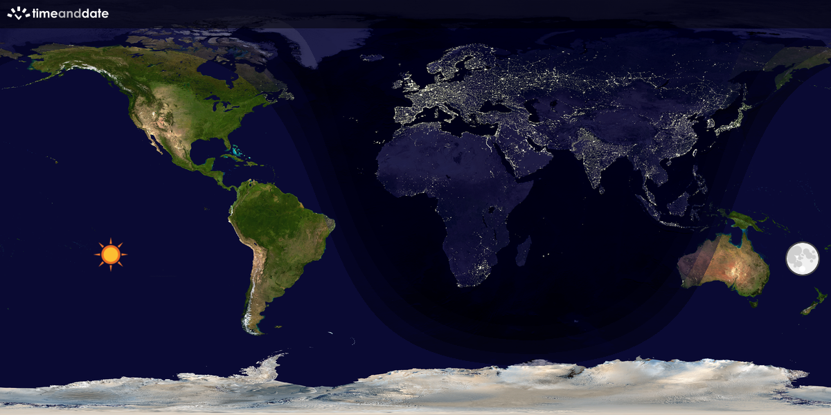 Verdenskart som viser dag og natt 