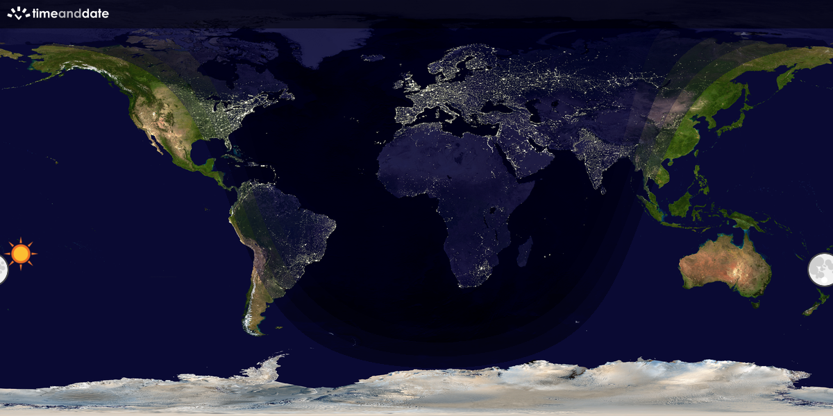 Verdenskart som viser dag og natt 