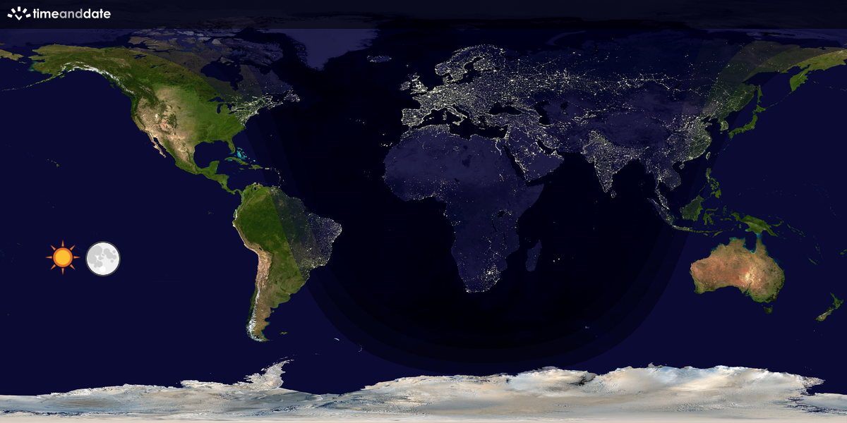 Verdenskart som viser dag og natt 