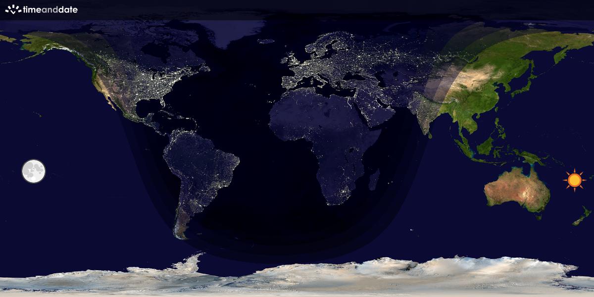 Verdenskart som viser dag og natt 
