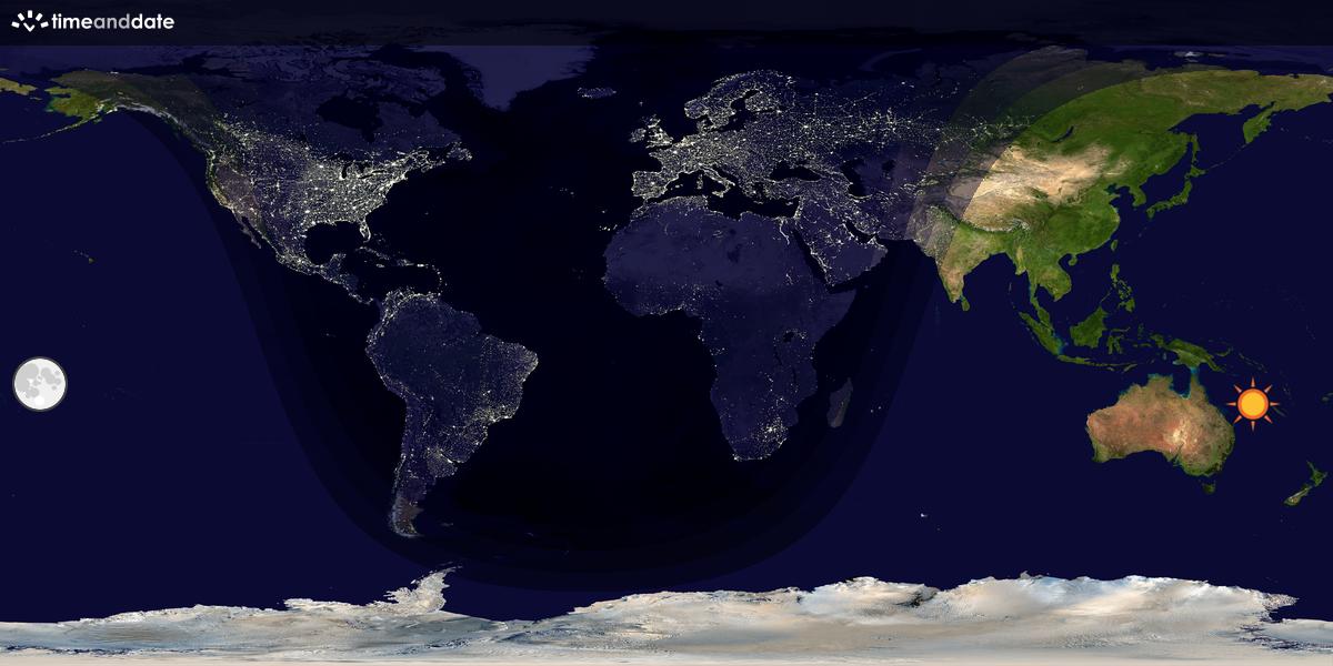 Verdenskart som viser dag og natt 