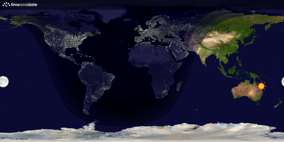 Verdenskart som viser dag og natt 