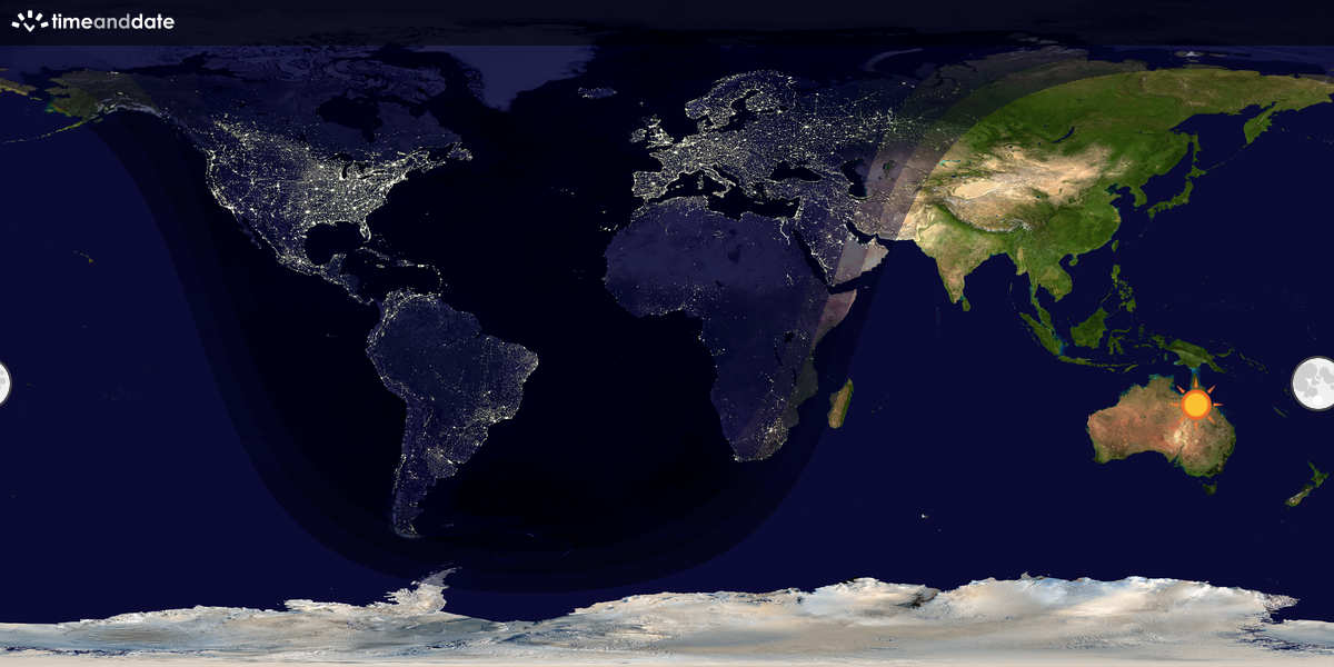 Verdenskart som viser dag og natt 