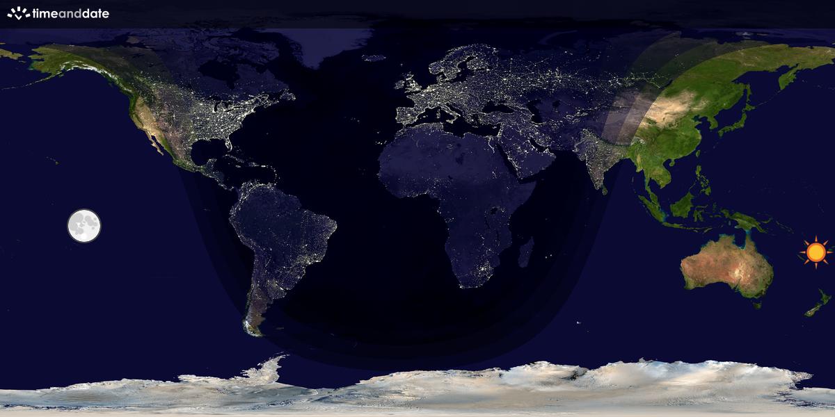 Verdenskart som viser dag og natt 