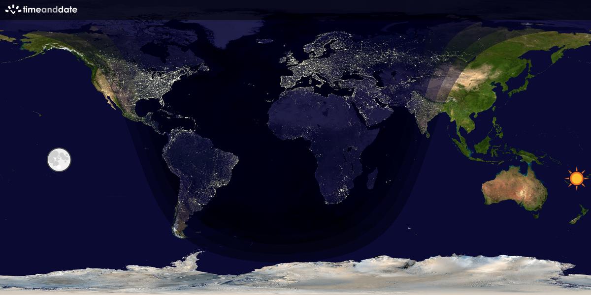 Verdenskart som viser dag og natt 