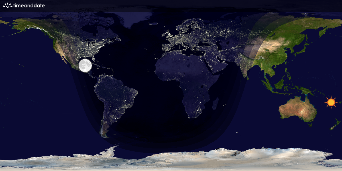Verdenskart som viser dag og natt 