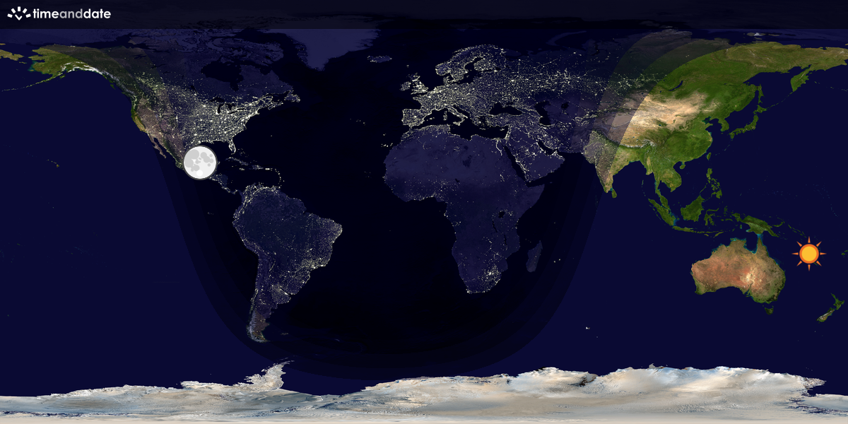 Verdenskart som viser dag og natt 