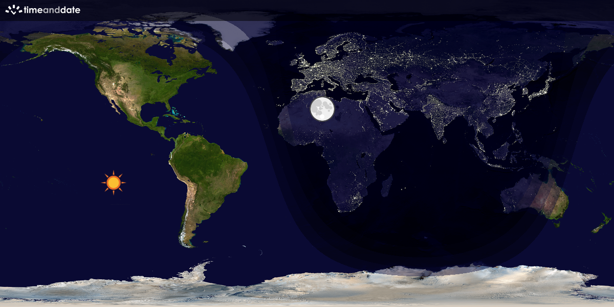 Verdenskart som viser dag og natt 