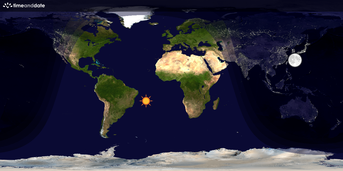 Verdenskart som viser dag og natt 