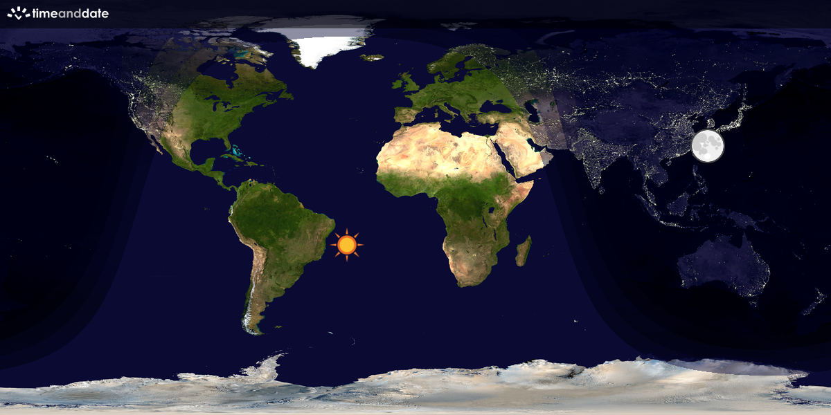 Verdenskart som viser dag og natt 