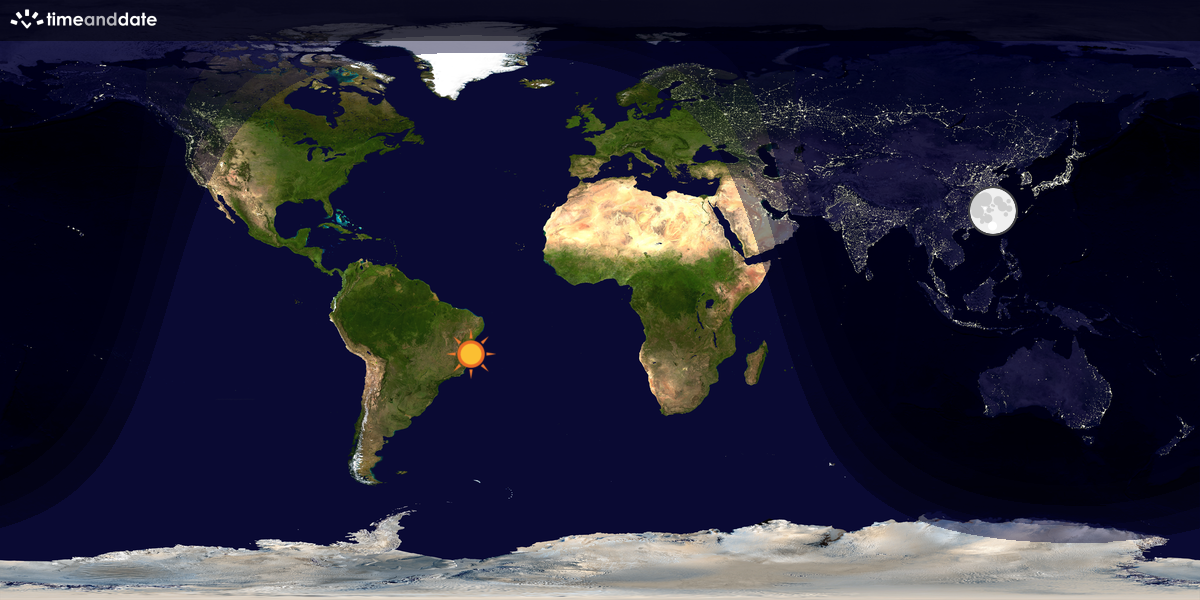 Verdenskart som viser dag og natt 