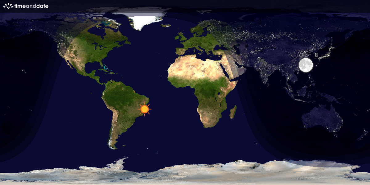 Verdenskart som viser dag og natt 