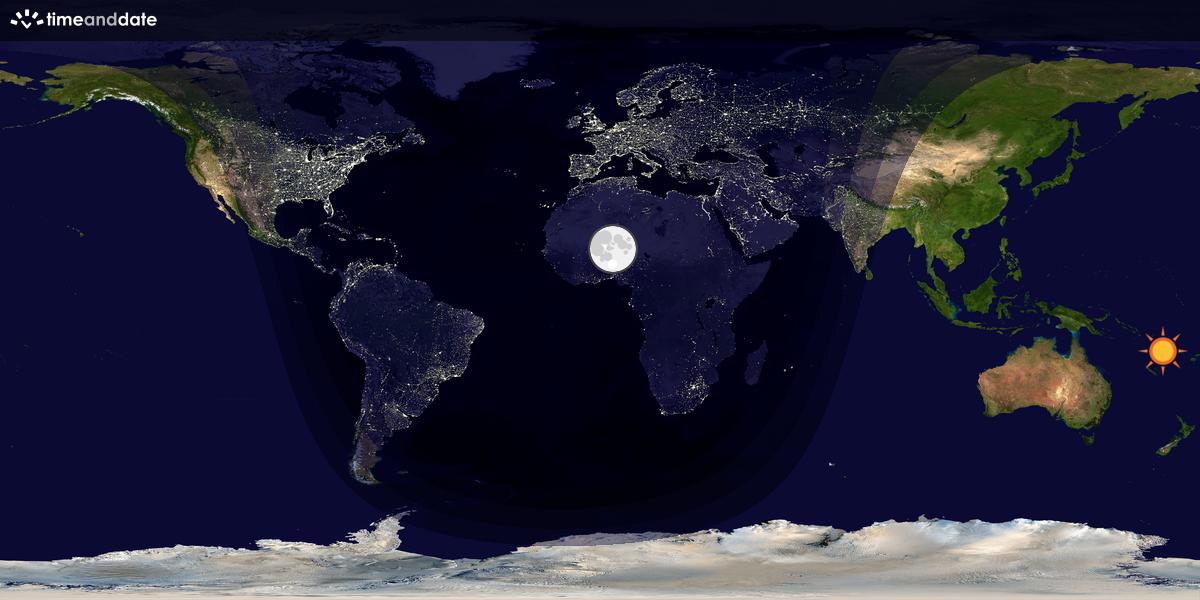Verdenskart som viser dag og natt 