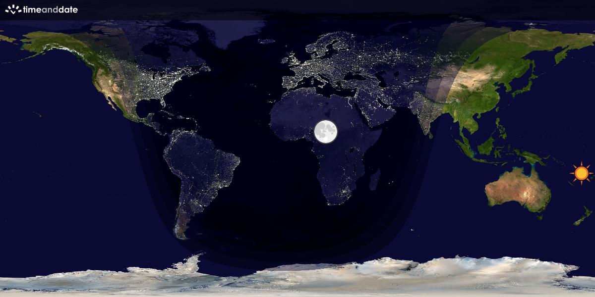 Verdenskart som viser dag og natt 