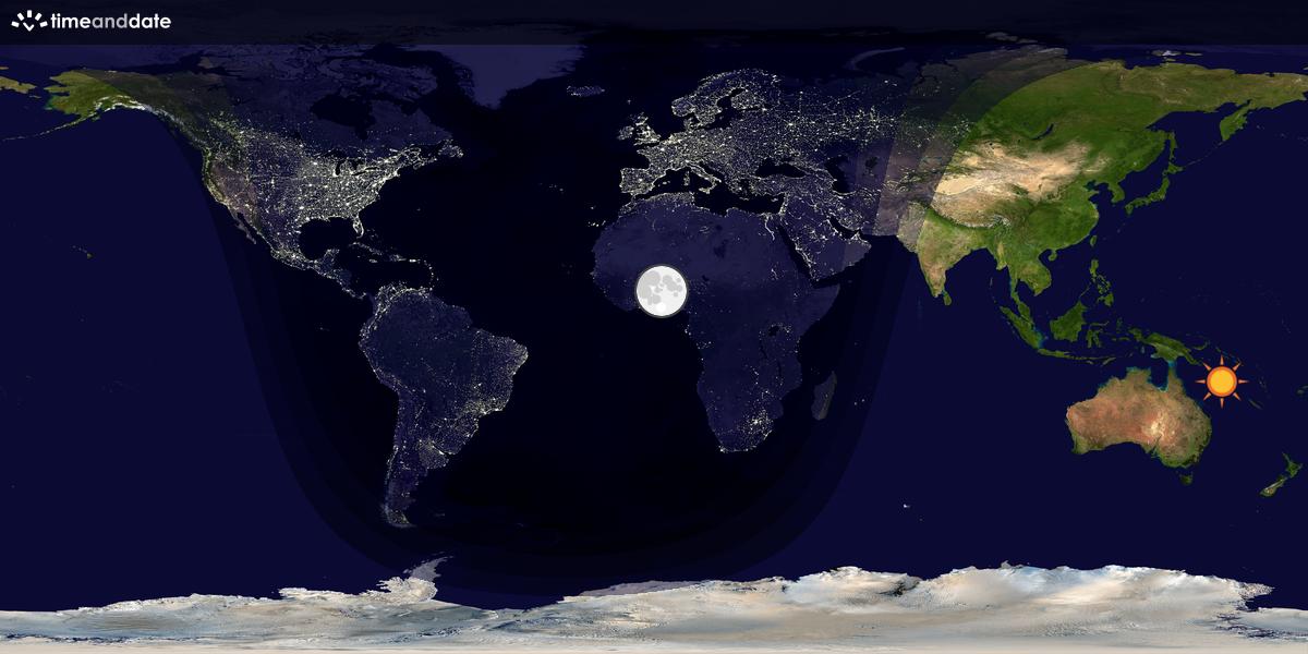Verdenskart som viser dag og natt 