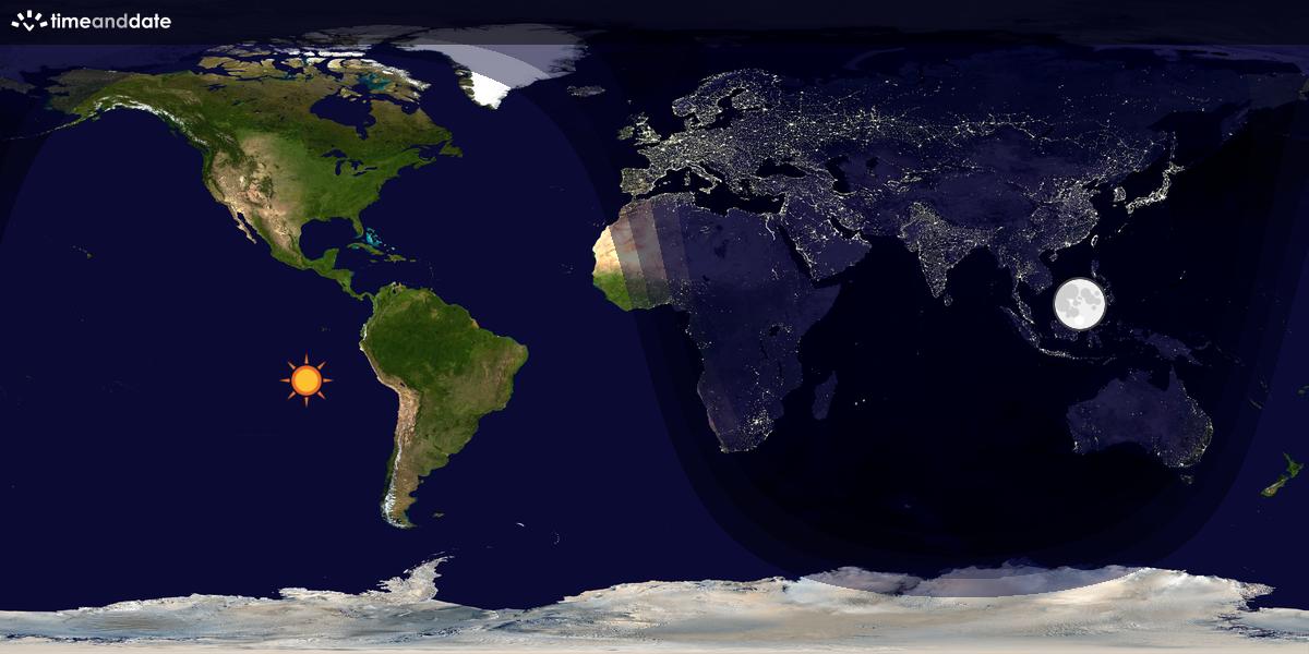 Verdenskart som viser dag og natt 