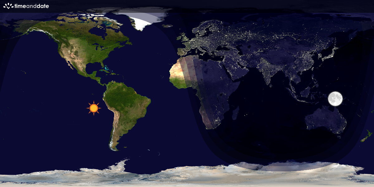 Verdenskart som viser dag og natt 