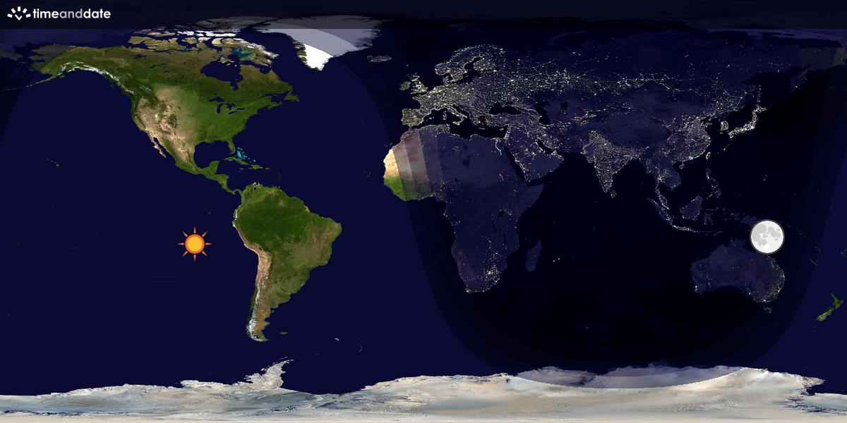 Verdenskart som viser dag og natt 