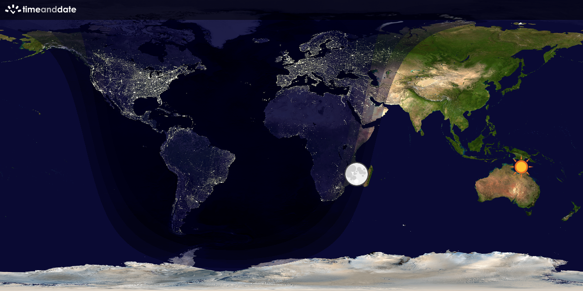 Verdenskart som viser dag og natt 