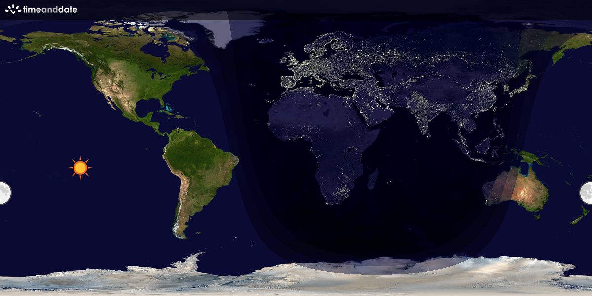 Verdenskart som viser dag og natt 