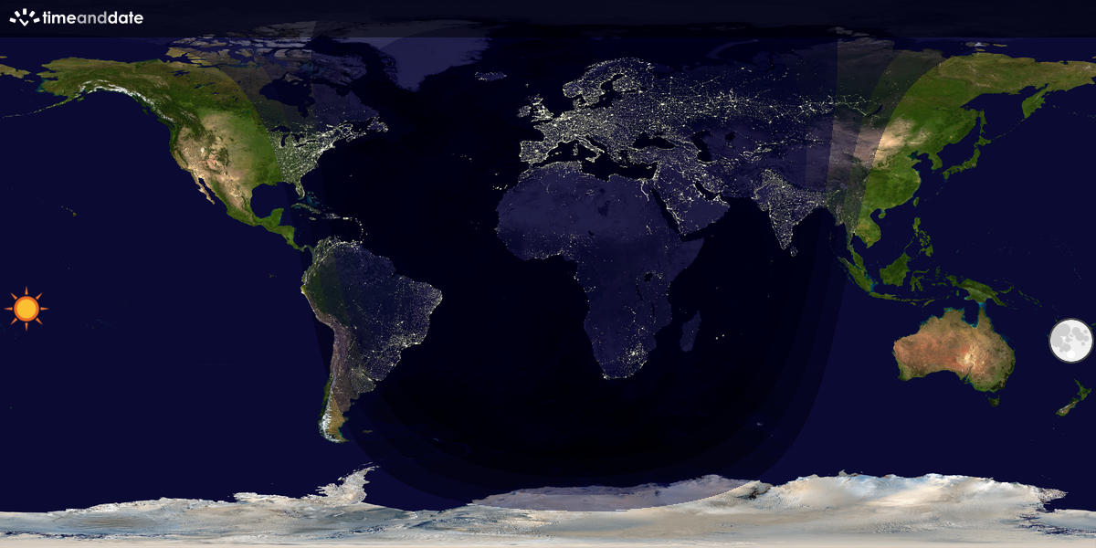 Verdenskart som viser dag og natt 