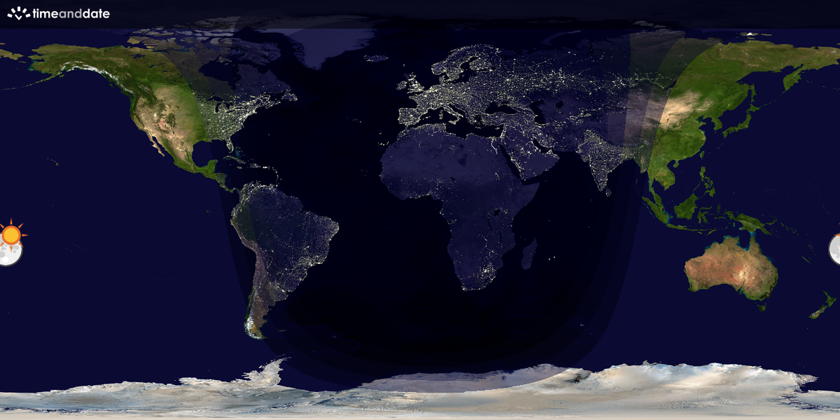Verdenskart som viser dag og natt 