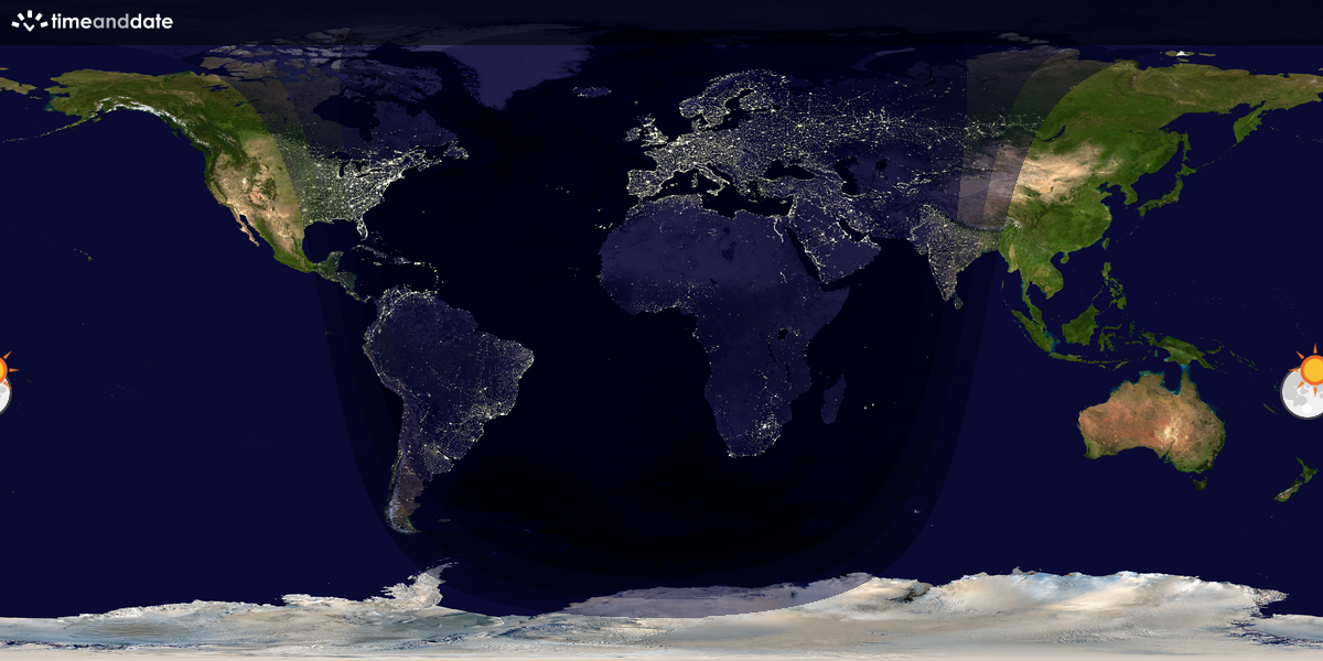 Verdenskart som viser dag og natt 