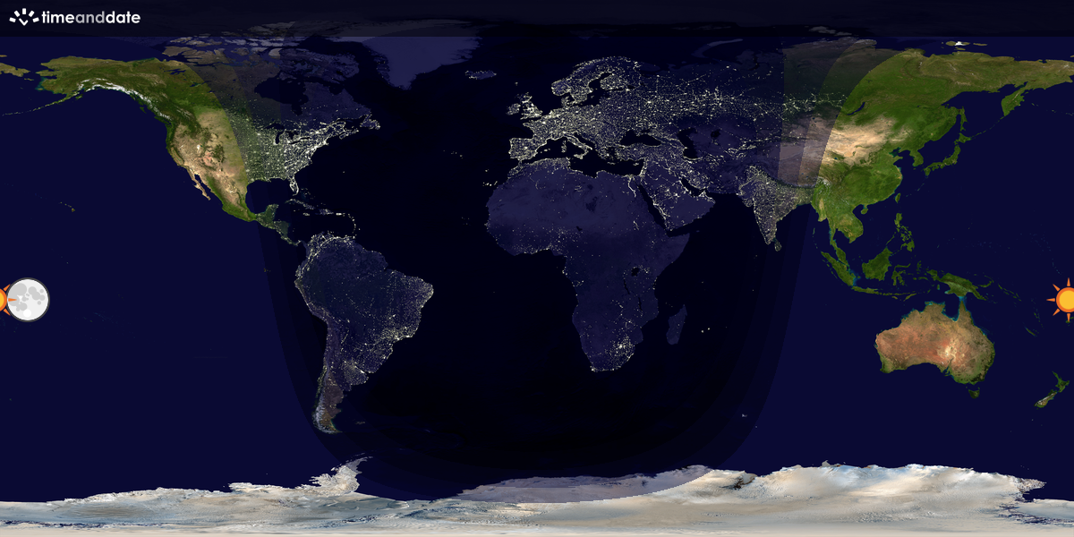 Verdenskart som viser dag og natt 