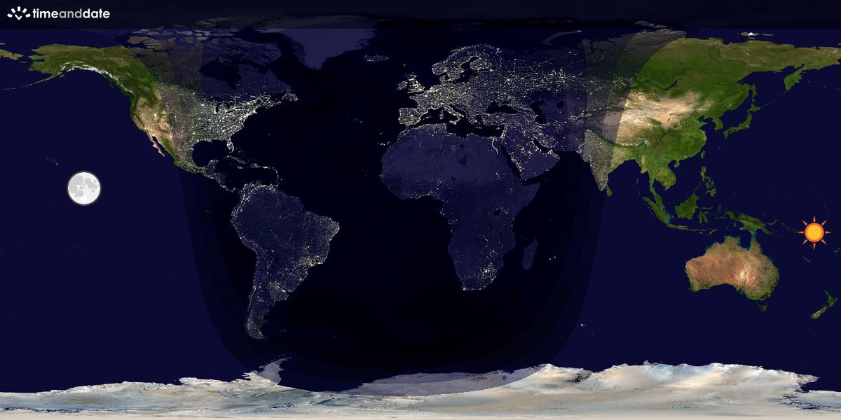 Verdenskart som viser dag og natt 