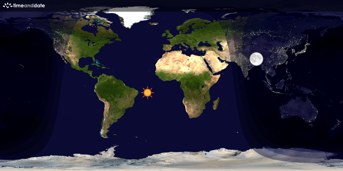 Verdenskart som viser dag og natt 