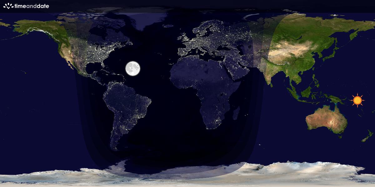 Verdenskart som viser dag og natt 