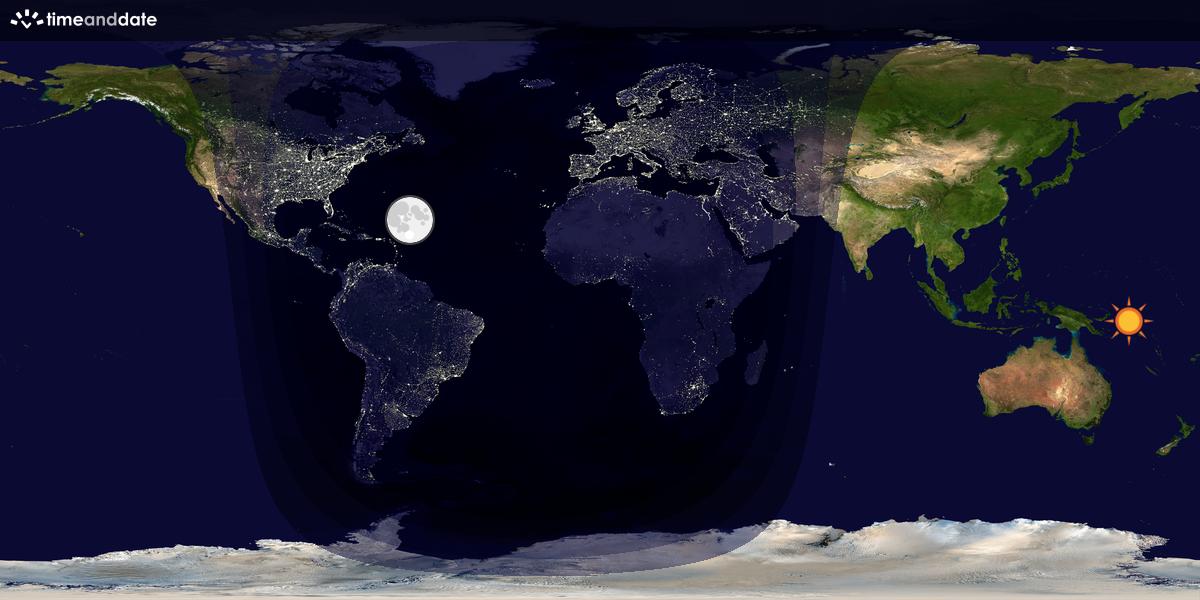 Verdenskart som viser dag og natt 